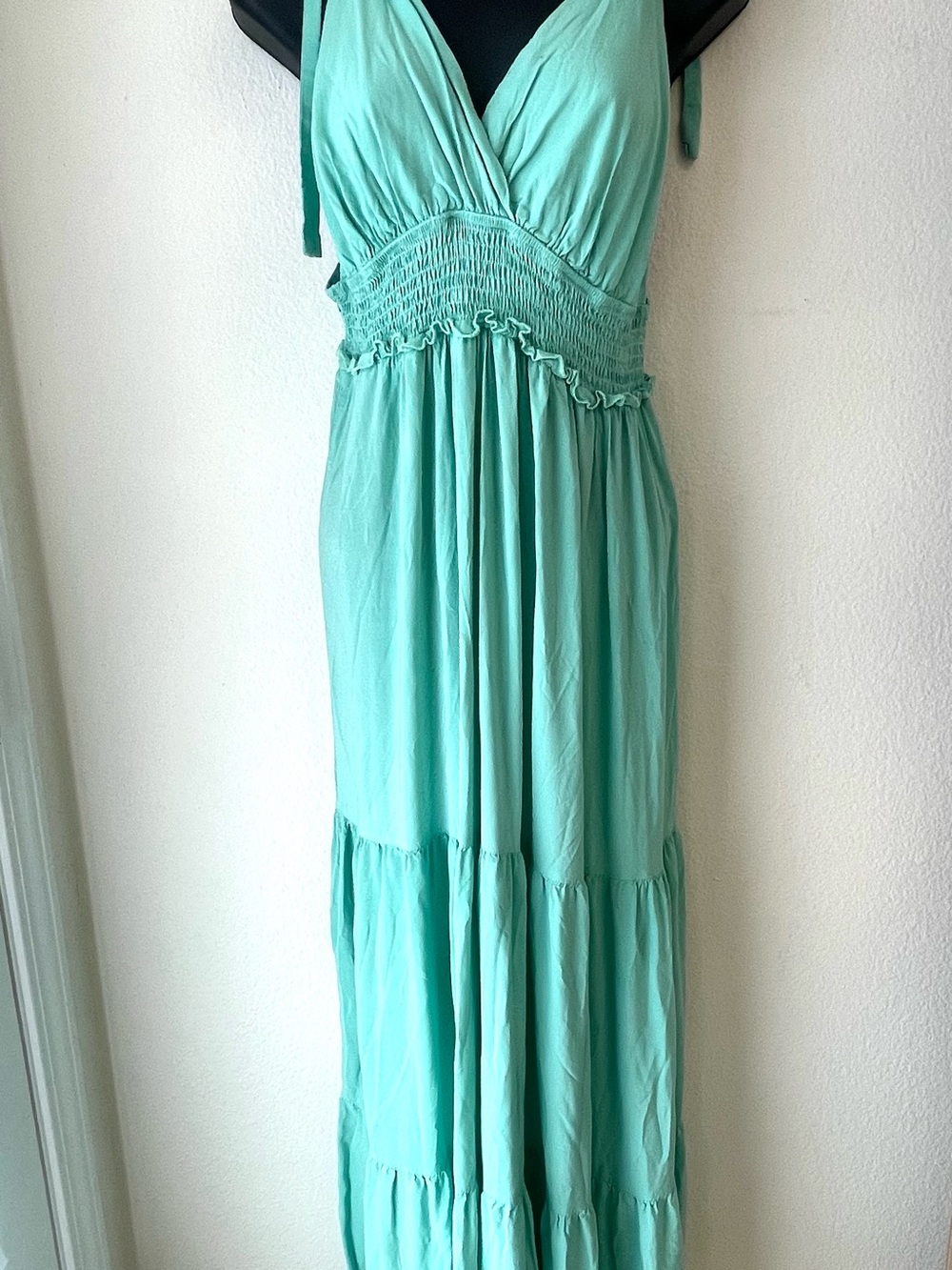 Light Teal Maxi Dress with Smocked Waist